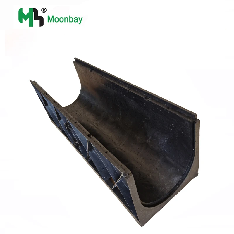Building Material Outdoor Water HDPE Plastic Drain Channel With Stainless Steel  Cover
