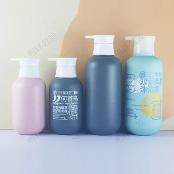 400ml 500ml 750ml HDPE Plush White Press Round Shoulder Wash Bottle Dispenser Shampoo and Body Wash Bottle