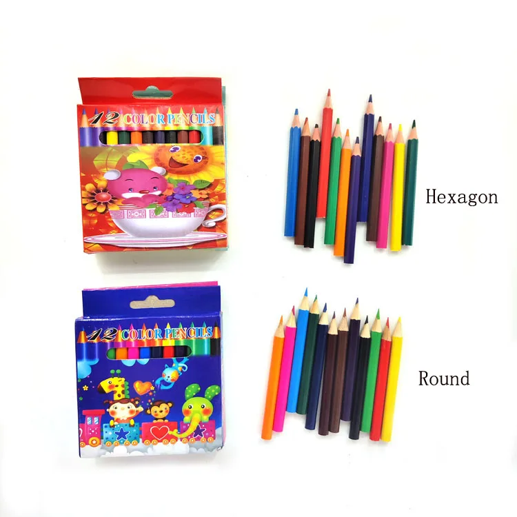 Custom Logo Hot Sale High Quality Round Hexagonal Wooden Colour Pencils for Kids Student Art Supplies