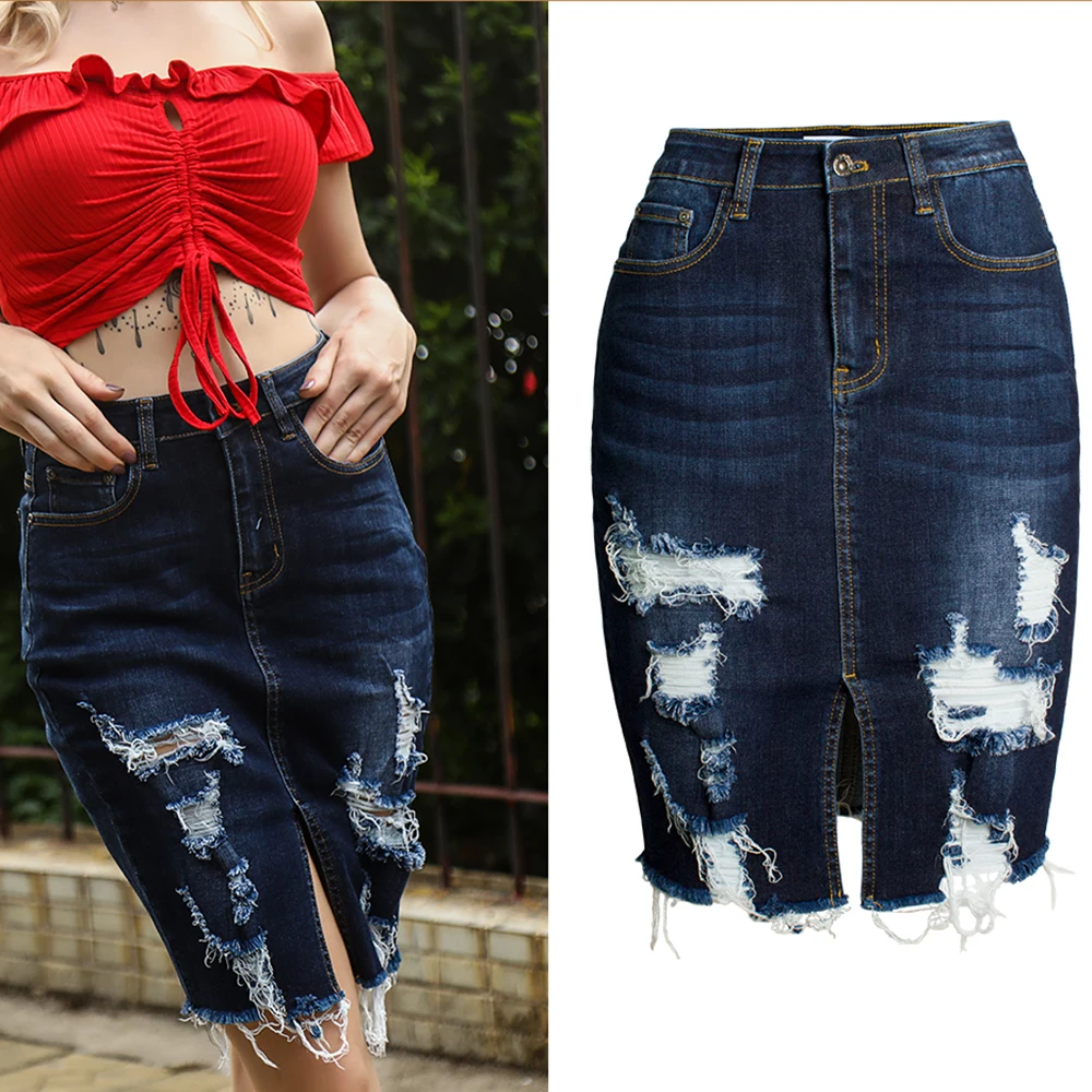 Venta Al Por Mayor De Moda De Chicas De Vaqueros Falda Sexy Skinny Denim  Faldas De Las Mujeres - Buy Falda Vaquera Hasta La Rodilla Product on  Alibaba.com