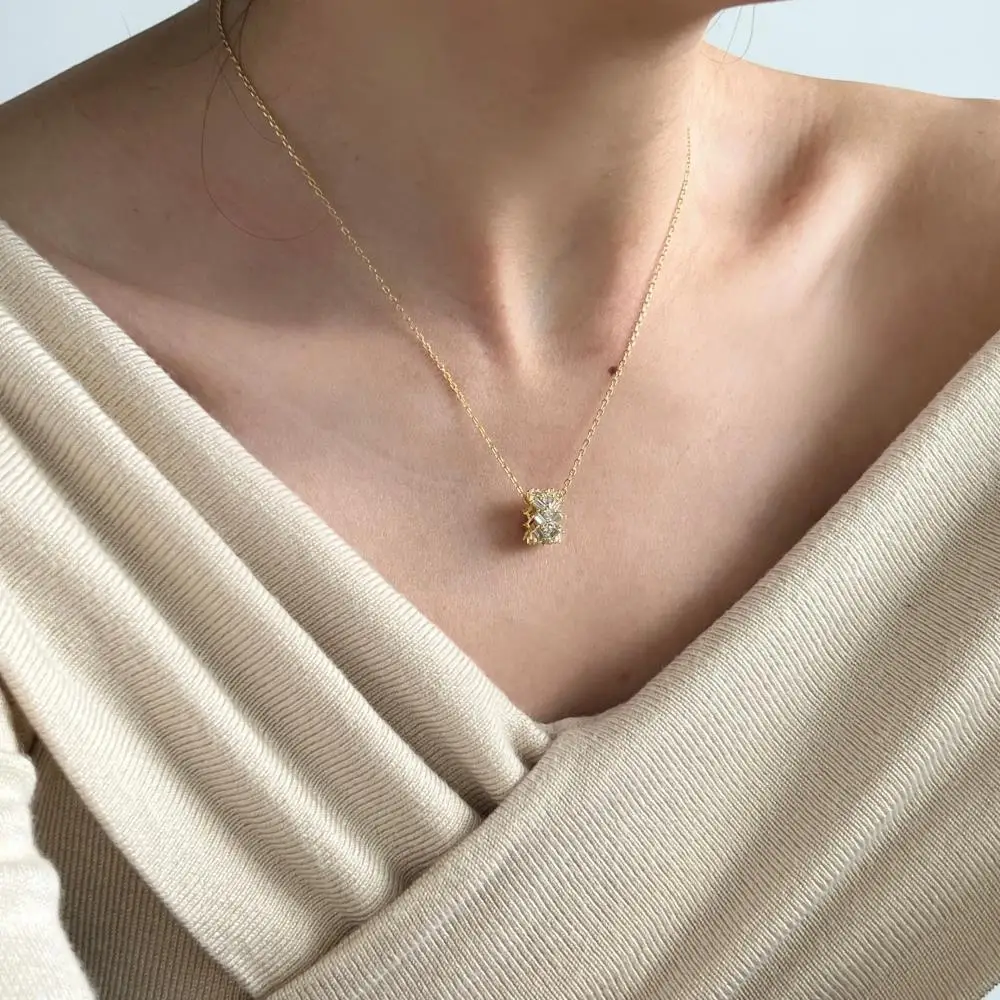 KAKODIY Luxury 18K Gold Plated 5A Cubic Zirconia Roller Pendant Necklace 925 Sterling Silver Jewelry detail 2