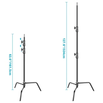 Neewer 2-pack Heavy Duty Aluminum Alloy C-Stand - Adjustable 5-10 Feet/1.6-3.2 Meters Light Stand for Photography Reflectors detail image