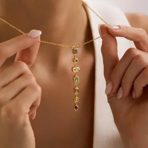 Custom-made Gold Plated Chakra Stone Pendant Necklace, Seven Chakra Pave Necklace, Yoga Jewelry, Boho Rustic Necklace