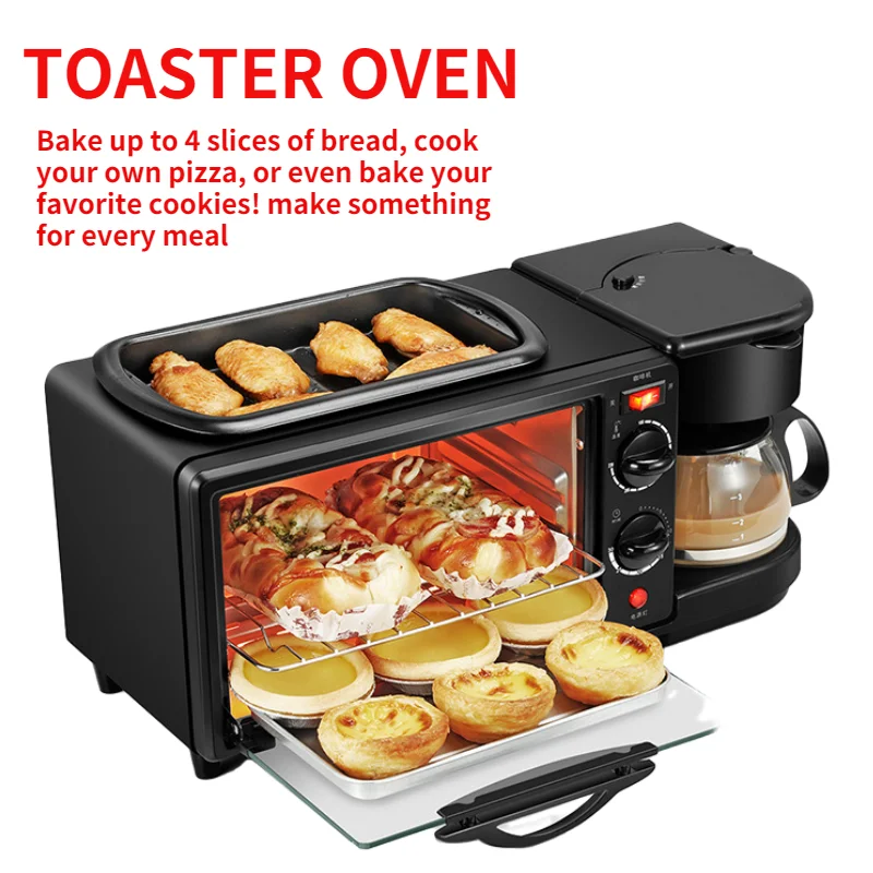 Fast delivery Electric Oven Maker Multi Functional Make Coffee Toast Fried Eggs 3 in 1 Breakfast Maker