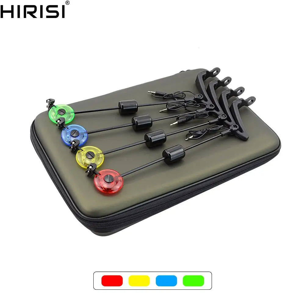 Carp Fishing Swinger Set Led Illuminated Swinger Drop Off Indicator for Carp Fishing Tackle Accessories 4pcs in Zipped Case