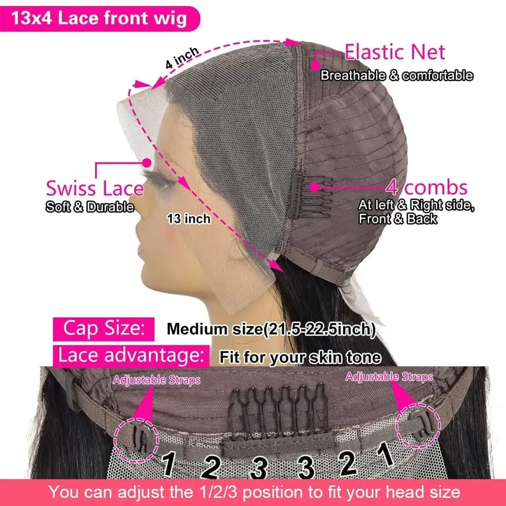 Perruques BOB droites 13x4 pour femmes perruques brésiliennes en cheveux humains pré-épilées avec dentelle frontale_voghion.com