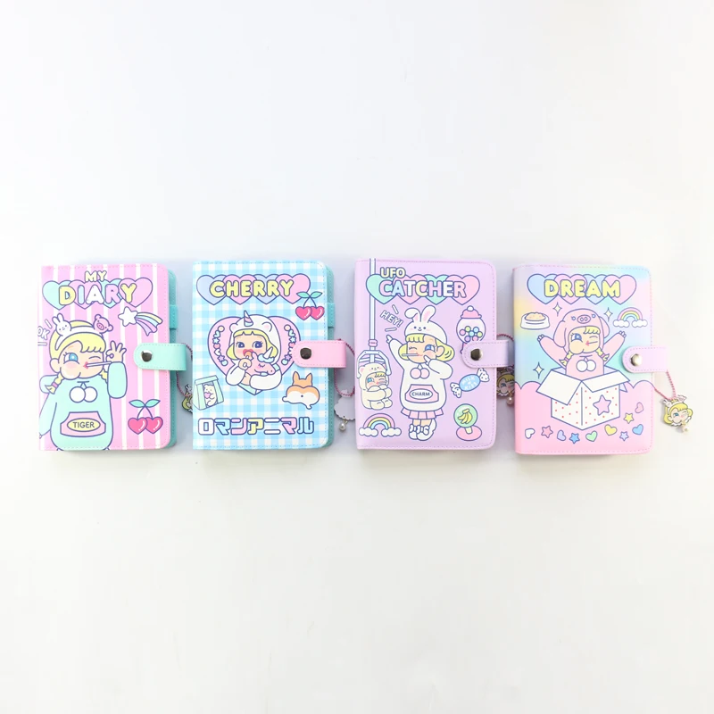 韓国 A6バインダー付き バインダーカバー ハート ブックカバー