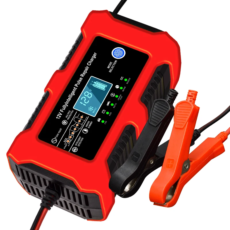 12V10A Intelligent Pulse Repair Multifunctional Charger with Integrated Lamp for Lead Acid Battery