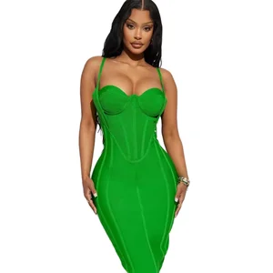 Summer Sexy Temperament Sling Bandage Dress Women's Custom Slim Party Wear Sleeveless Elegant Midi Evening Dress