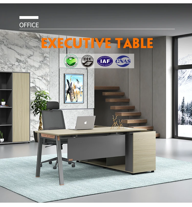 Modern Mdf Office Work Desk Side Cabinet Steel Frame L Shape Desk Staff ...