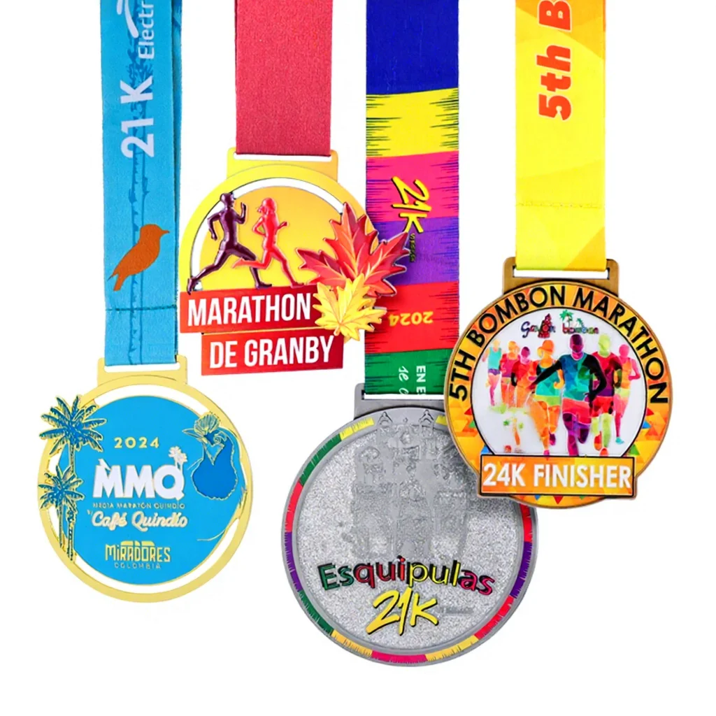 Medalha de Maratona Personalizada pelo Fabricante com Fitas, Medalha Personalizada de Corrida Esportiva, Medalha Metálica de Liga de Zinco