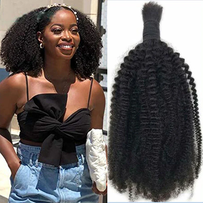 Brazilian Afro Kinky Curly Braiding Hair Bundles 3Pcs/Lot Full Head Human Hair For Braiding_voghion.com