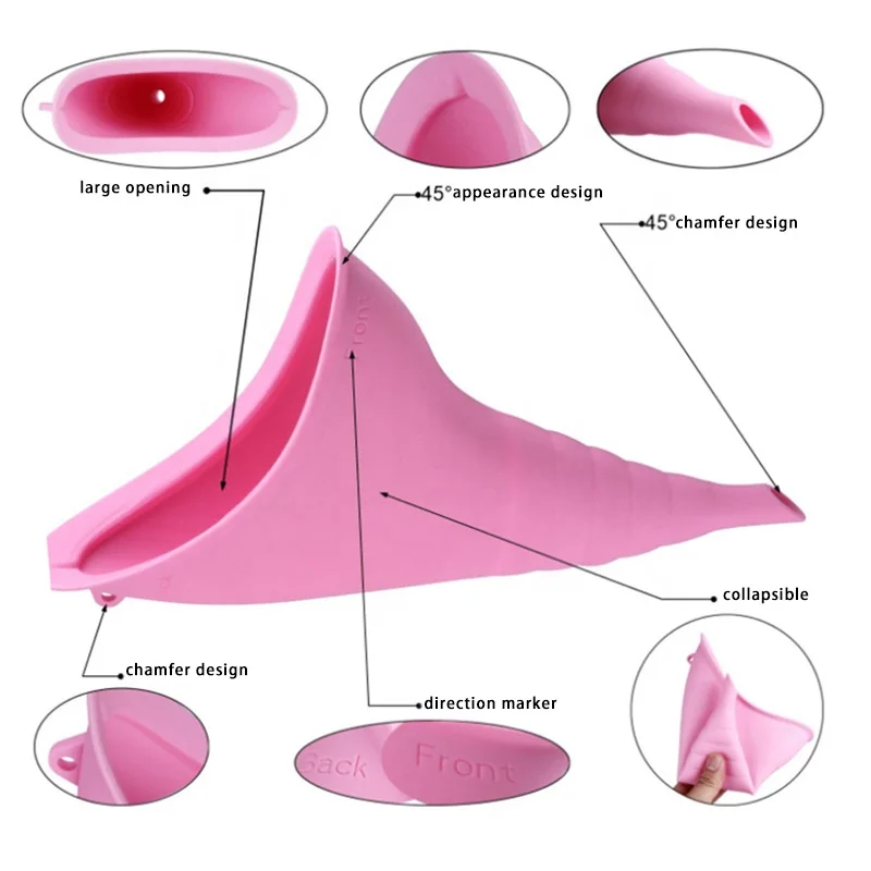 Customized Portable Female Urination Device Reusable Urinal Silicone Women Pee Funnel Silicone Pee Ladies Post Op Pee Funnel