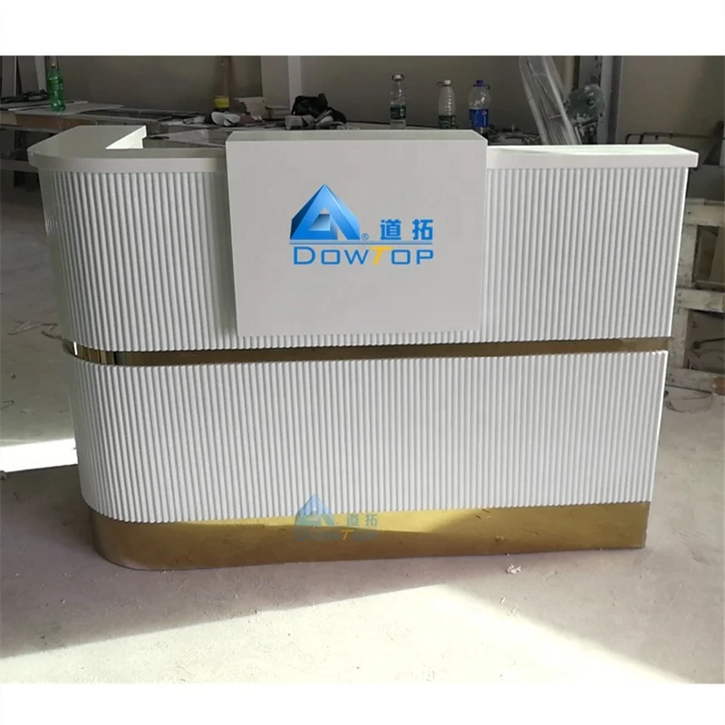 Customized Unique Reception Counter High End Snow White Marble Modern Reception Desk