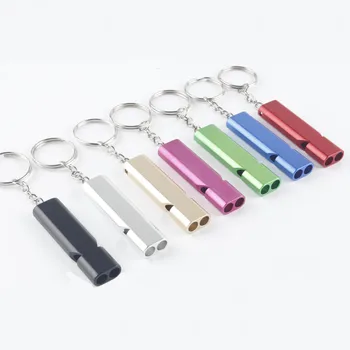 Outdoor Survival Metal Whistle Keychain Aluminum Alloy Dual-tube Whistle Portable Whistle Keychains
