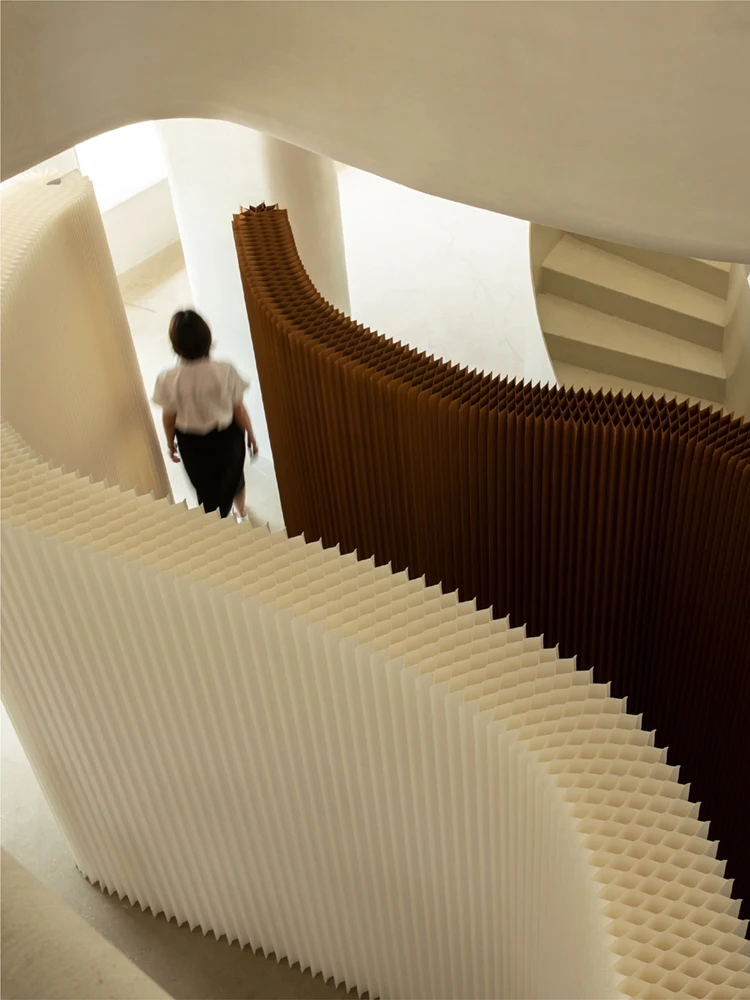 Accordion Kraft Paper Modular Room  Divider Honeycomb Space Partition Cardboard Folding Paper Wall