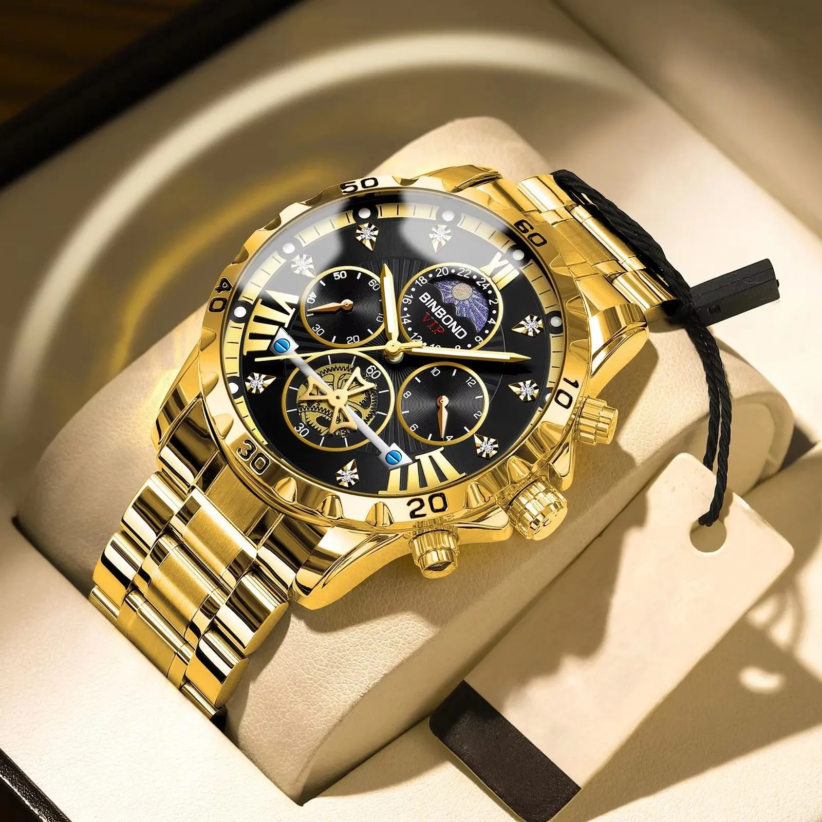 Bindbond Edelstahl Gürtel Uhr für Herren Leuchtende Business Style Quarzuhr - Bild 16 von 16