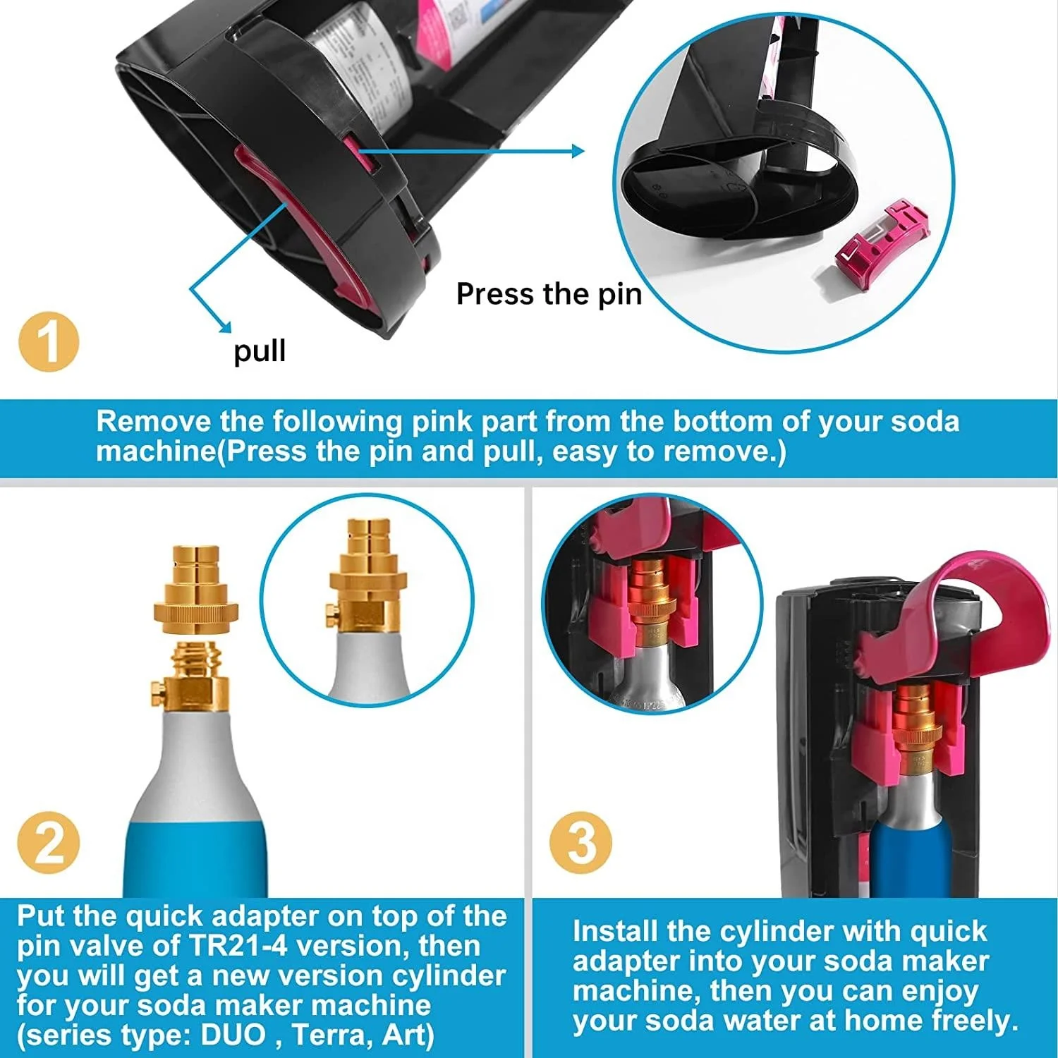 CO2 Cylinder with Quick Connect Pin Valve Suitable for Soda Sparkling Water Machine Duo Terra Art
