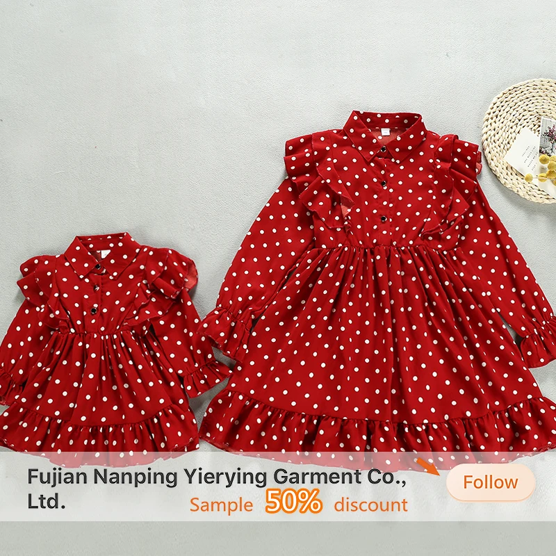 
Оптовая продажа в европейском стиле платье для девочек, красное платье в горошек; Платье в винтажном стиле для ОСЕНЬ детское платье; Одежда для детей 