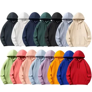 Customized 330g 100% Cotton Autumn Hoodie with Back Logo Printing Breathable Windproof Loose Fit Pullover Sweatshirt