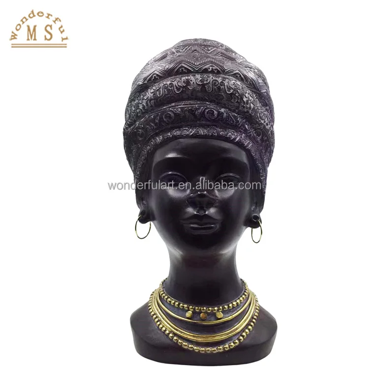 customized resin anime Black Female Buddha head home decor small statue figurines sculpture souvenir gifts toy for Holiday