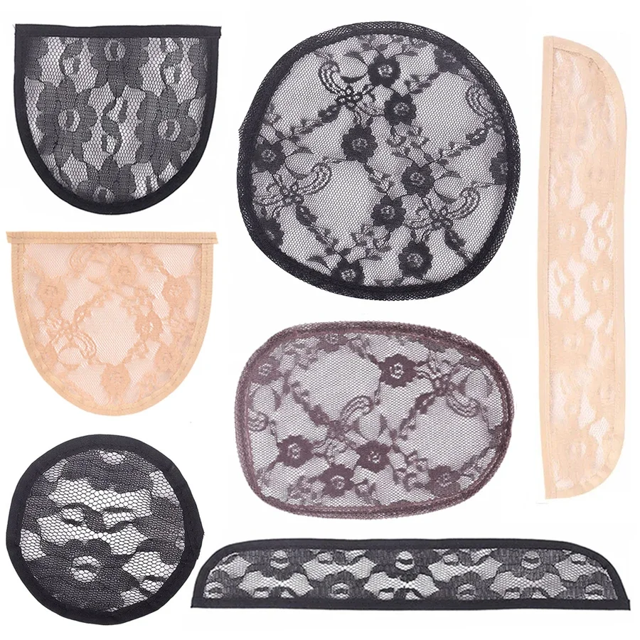 10 pcs bag Swiss Lace Net Make Clips Hair Extension Ponytail Toppers Rose Nets Cornrow Caps Wig Accessories_voghion.com