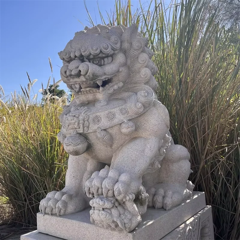 product natural stone lion statue for customized outdoor garden decorc big size stone lion sculpture-2