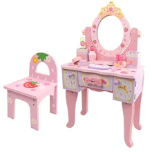 Kids Toys Simulation Wooden Dressing Table Gift for Girl Dressing Table For Baby Girl Children Pretend Play Toys