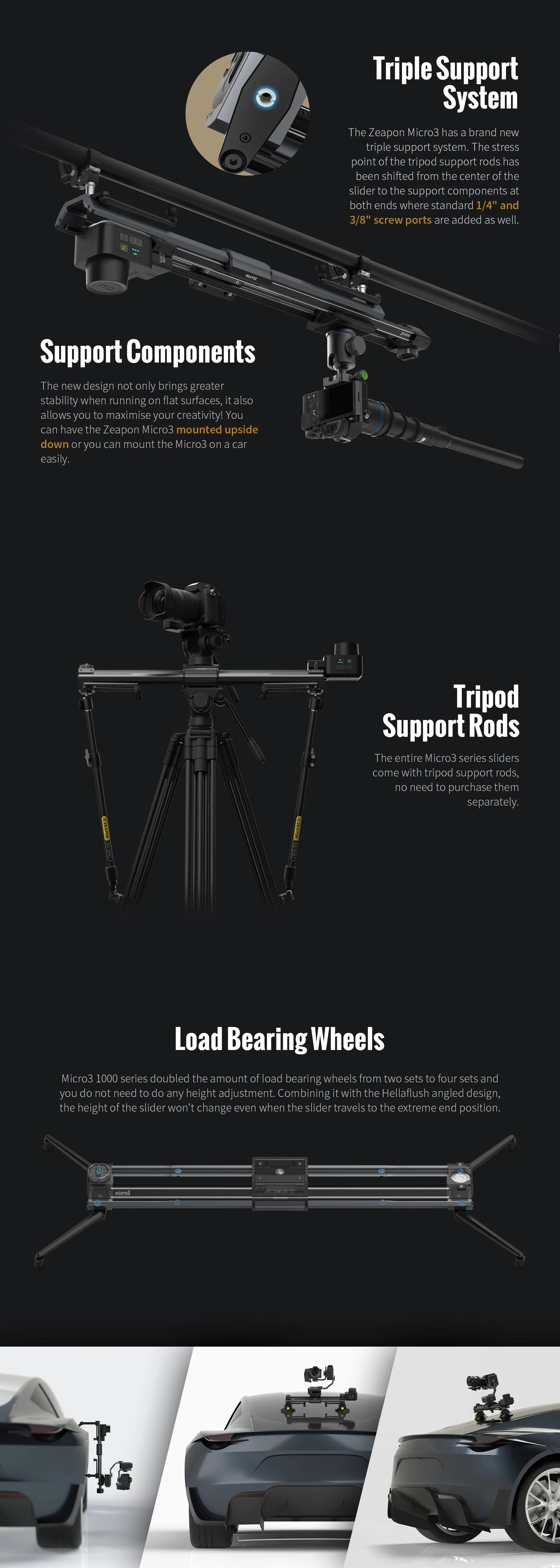 Zeapon Micro 3 E500 Motorized Double Distance Camera Slider Travel ...