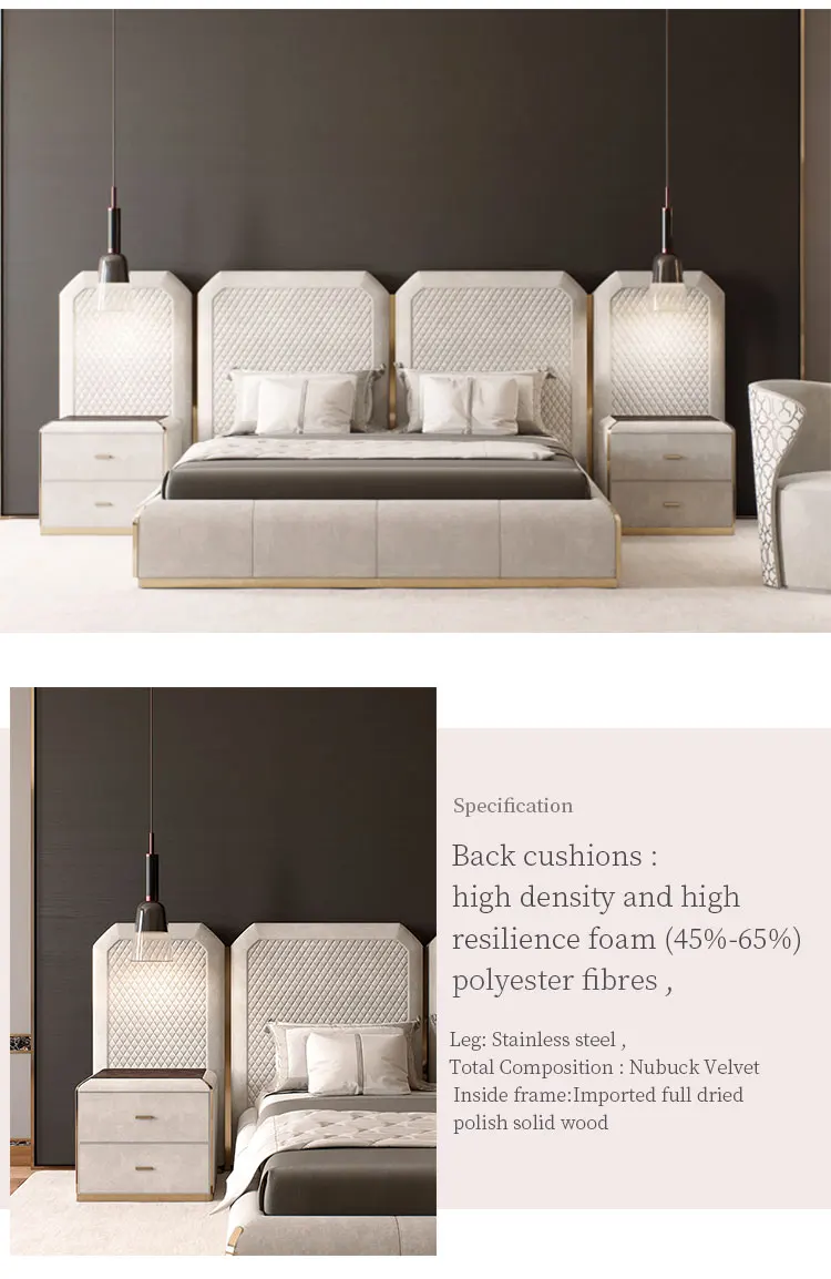 Leather Bed Set Italian Modern Style Highend Fashion Furniture Luxury