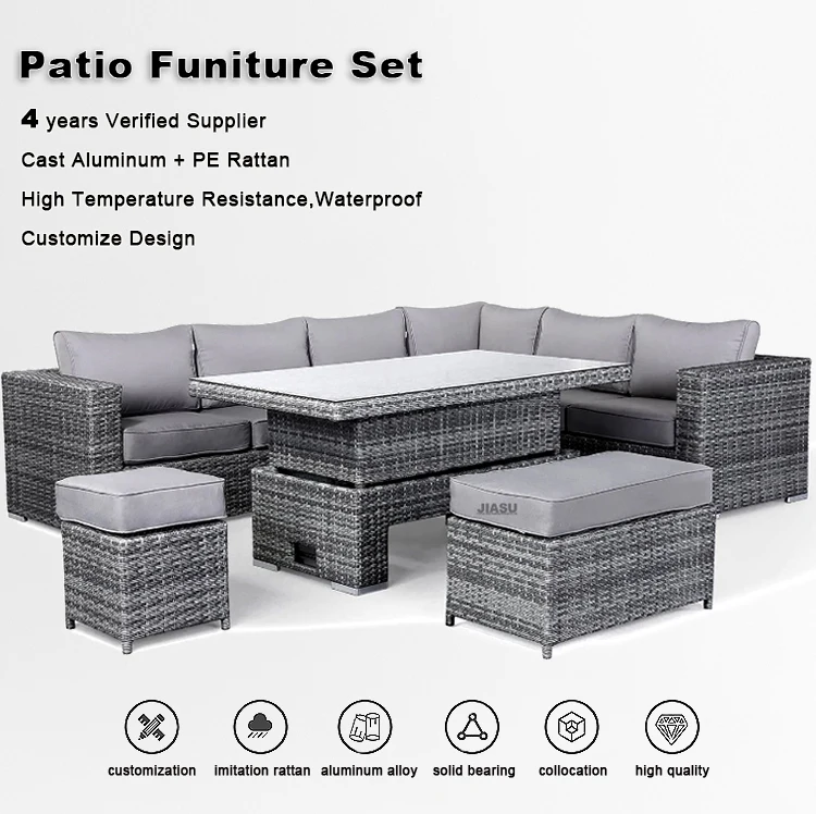 Modern Luxury Lounge Waterproof Patio Couch Sofa Garden Set Fire Pit ...