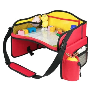 Custom Foldable Children's Stand up Car Seat Kids Travel Play Tray with Soft Comfortable Padded Shoulder Strap Sturdy Sidewalls