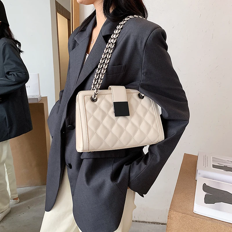 Small Black Pu Leather Ins Purse Chain Designer Buckle Crossbody Bag ...