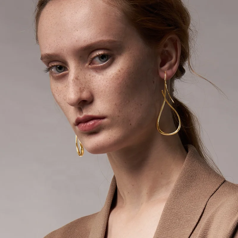 High Quality 18k Gold Plated Brass Jewelry Minimalist Style Twisted