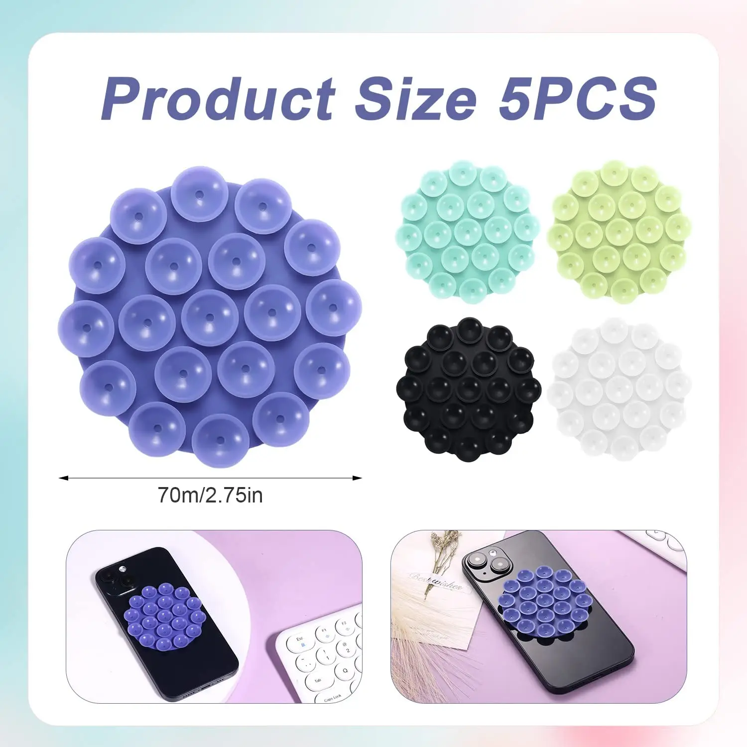 Supporto Telefono A Ventosa 8x5.5cm - Silicone, Adesivo, Per Auto E Superfici Lisce - Foto 2