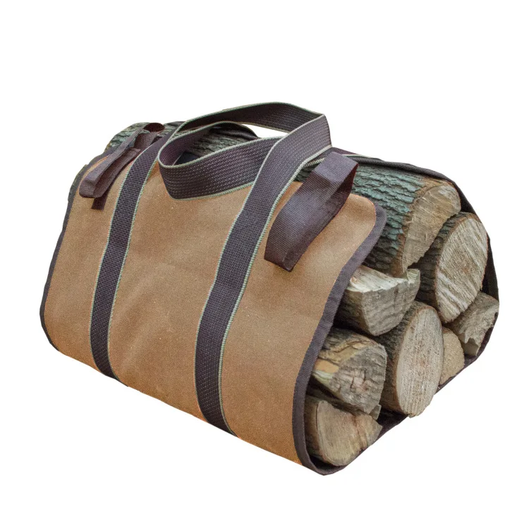 Wholesale Outdoor Durable Heavy Duty Canvas Firewood Carrier Gardening Organizer with Handle