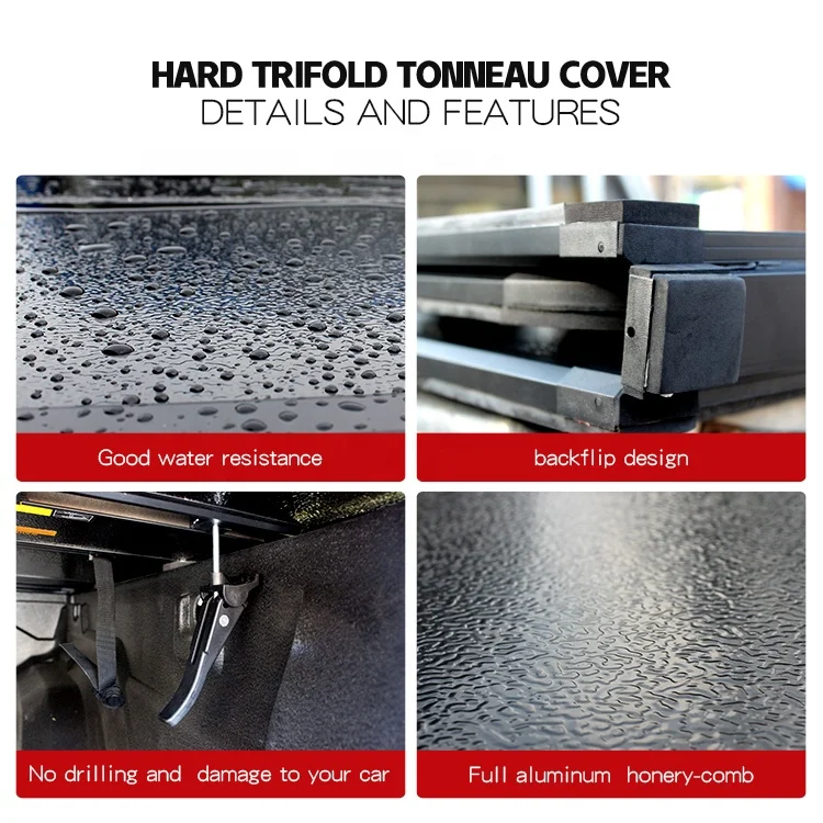 Benext Factory Supply Hard Trifold Aluminum Tonneau Cover for Toyota Hilux Vigo Revo Rocoo Pickup Truck Cover Tundra  V6V8