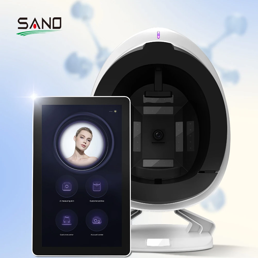 Best AI Digital Facial Skin Scanner Analyzer Handheld Face Analysis Machine with EU IT JP US ZA Plug Types