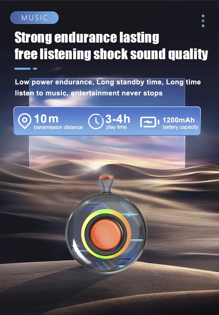 2024 Trending Transparent Rgb Portable Speaker With Typec Connector