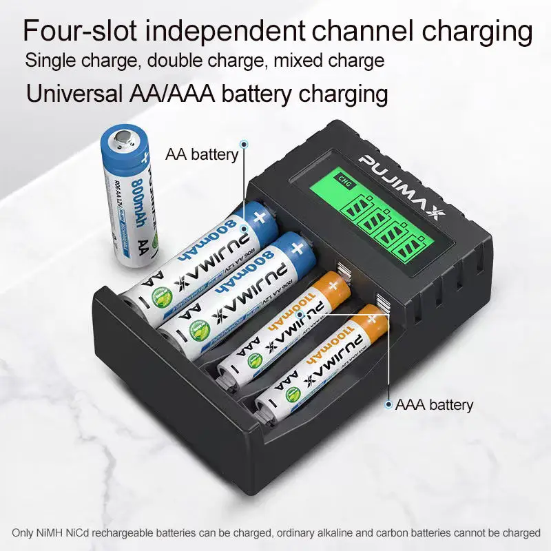 PALO 4 Slots Fast Charger LCD Display Smart Intelligent USB Battery Charger For AA / AAA Ni-CD Ni-MH Rechargeable Batteries Buy Cheaply On - View #10