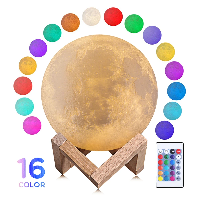 Creative Custom Luna Floating USB Dim Desk Print 3D Bluetooth Speaker Led Night Light Moon Lamp for Kids