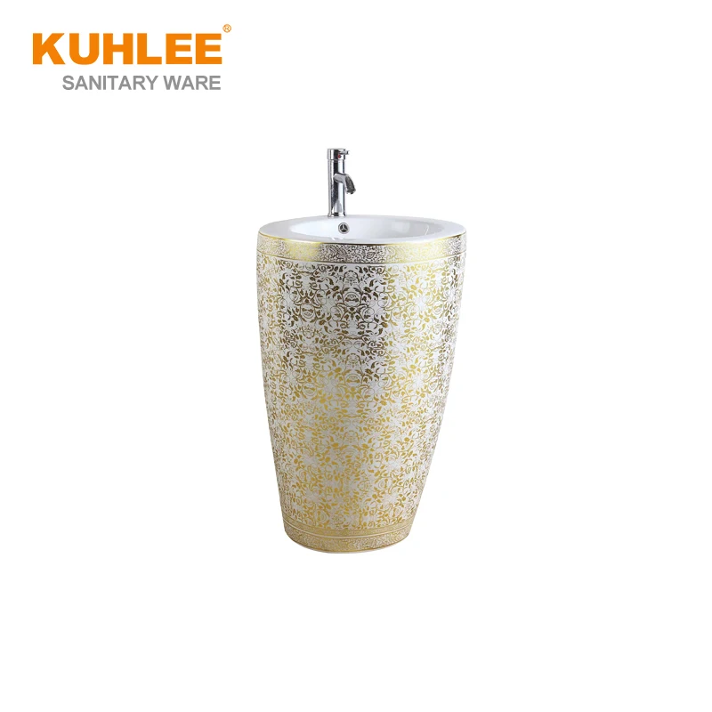 Golden Colored Design Ceramic Toilet Sets Bathroom Toilet  With Wash Basin Sanitary Ware Suites