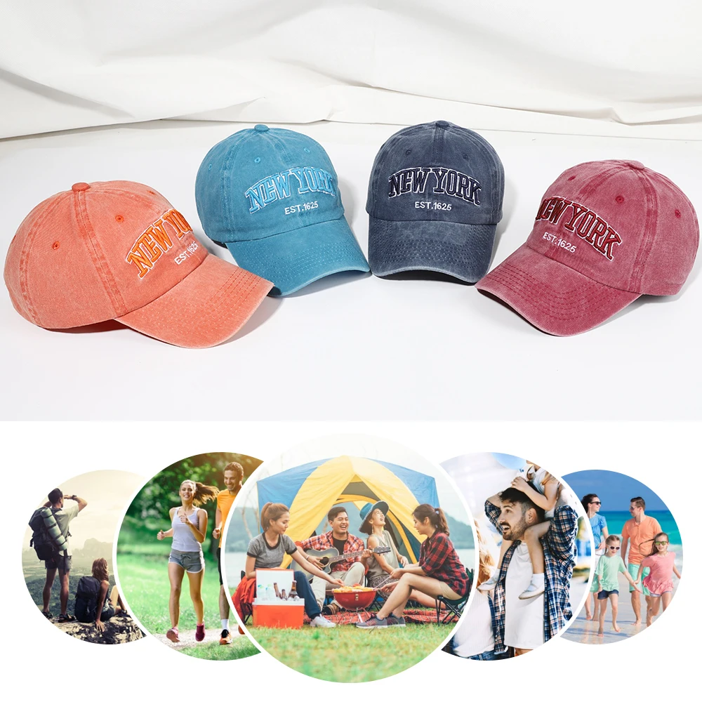 Mens Womens Cotton Vintage Casual Golf Washed Caps NY Est.1625 Baseball Cap  Hat