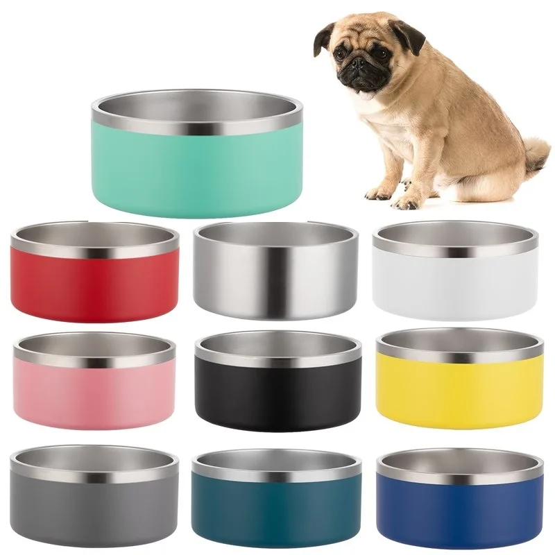 Custom Dog Bowl Stainless Steel High Capacity 304 Double Stainless Steel Non Slip Pet Bowl Feeder factory