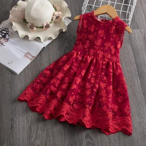 New Summer Princess Sleeveless Butterfly Embroidery One Piece Dresses for Girls