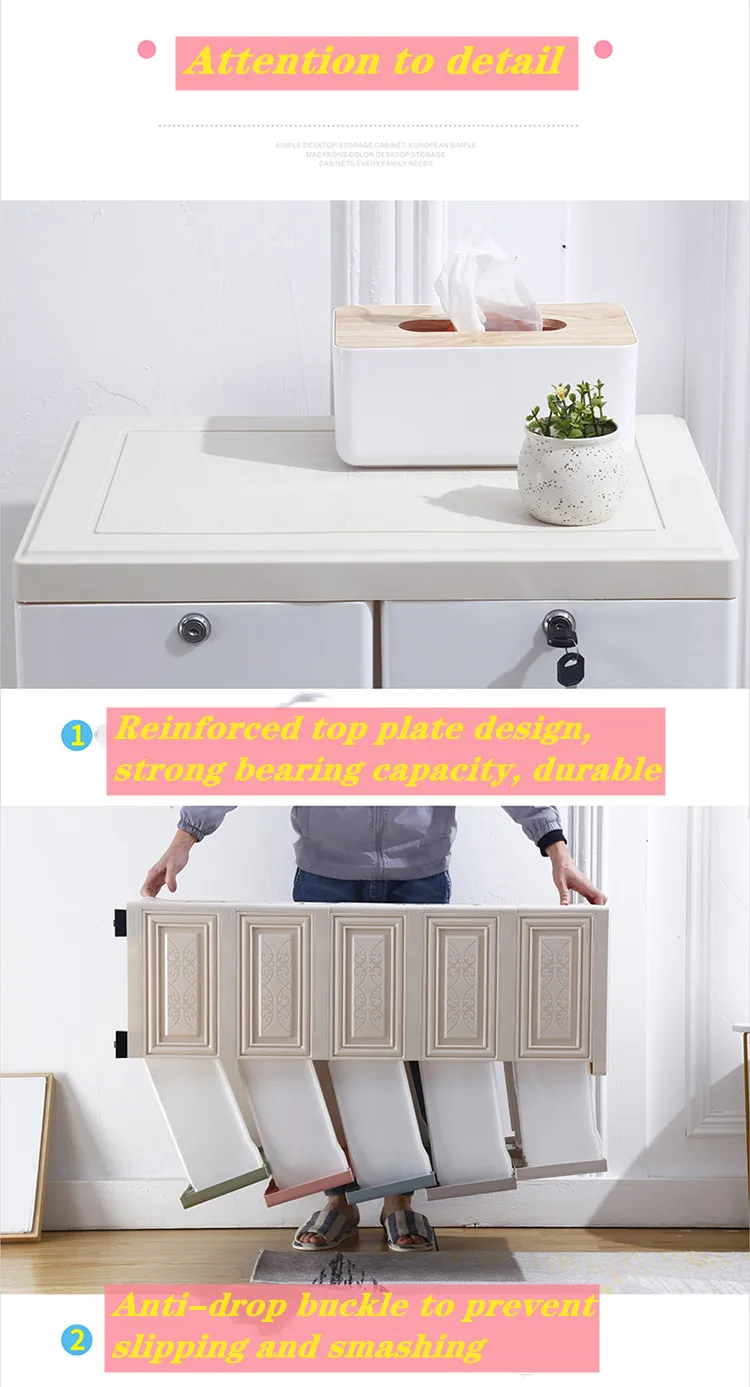 Haogle European Gradient Color Wardrobe 3 Layers Living Room Furniture Bedroom Set Kid Plastics Storage Cabinet Drawers