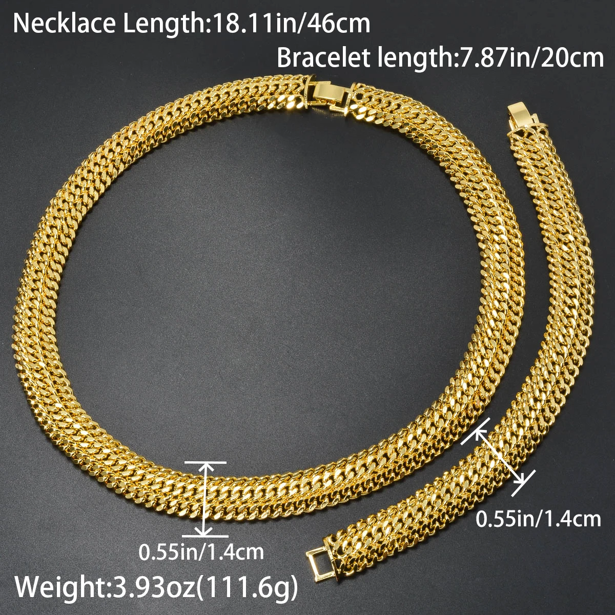 ドバイゴールドジュエリーセット金メッキネックレスとブレスレット 