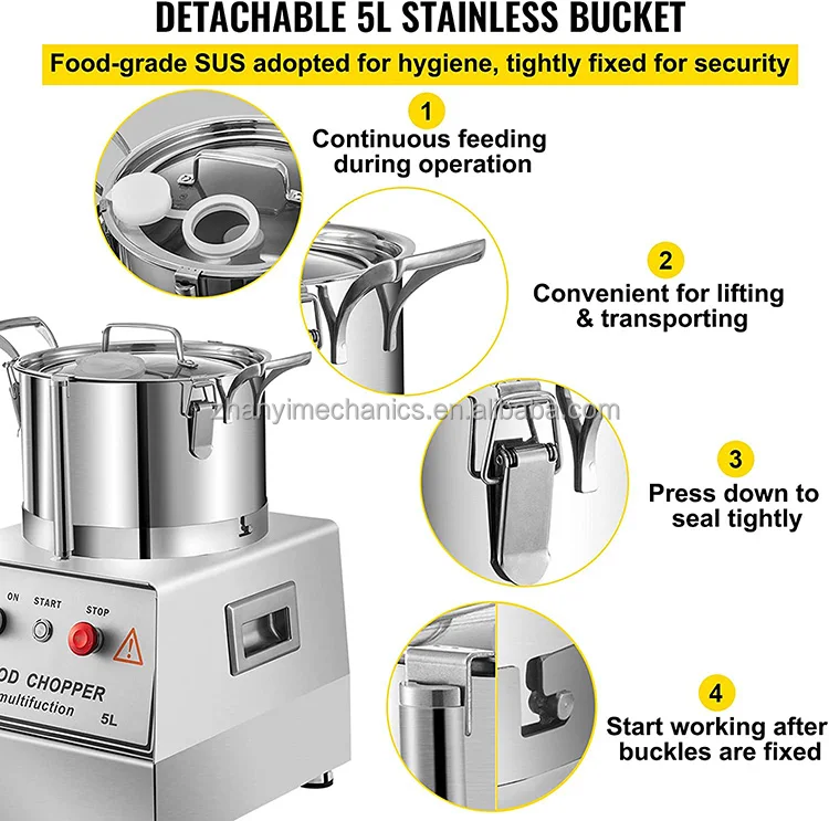 5l 10l 15l Stainless Steel Food Processor Mincer Commercial Vegetable