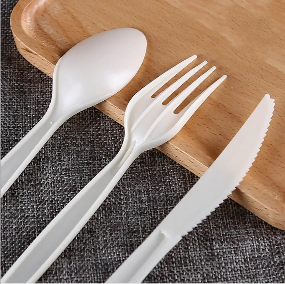 Individually Wrapped Forks Corn Starch Cutlery Clear Plastic Spoon Serving Utensils