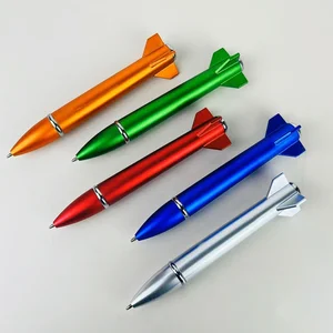 Creative LED Light Rocket Pen 1.0mm Plastic Ballpoint Pen with Space Animation Modeling Simulation Logo Advertising Pen